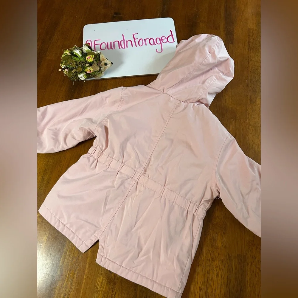 Girls Blush Pink Hooded Spring Jacket | Sherpa-Lined Hood | 3T